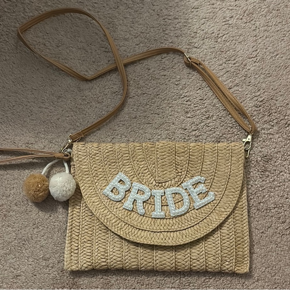 Tan Crossbody Bag with Bride Embroidery